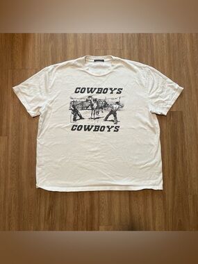 Brandy Melville White Cowboys Graphic Tee